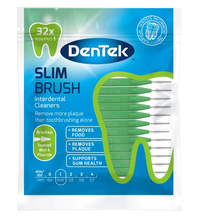 DenTek Slim Brush Interdental Cleaners Tapered Bristles 32 Pack